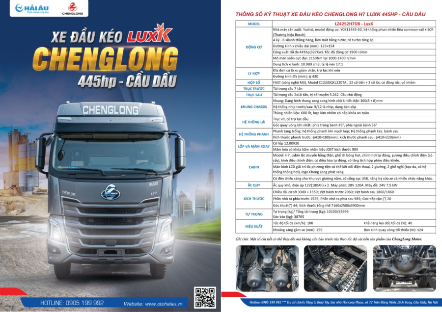 XE ĐẦU KÉO CHENGLONG H7 LUX K 445HP (CẦU DẦU)